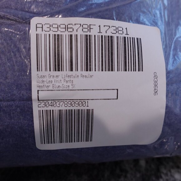 NWOT Susan Graver Lifestyle Wide-Leg Knit Pants Sz 5X Heather Blue Pull On Ankle - Picture 9 of 9